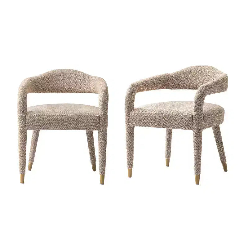 Manhattan Comfort Lot de 2 Chaises de Salle à Manger Rembourrées Modernes en Tweed Aspen Poussière d'Or