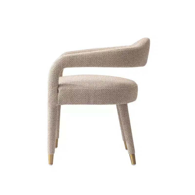 Manhattan Comfort Lot de 2 Chaises de Salle à Manger Rembourrées Modernes en Tweed Aspen Poussière d'Or