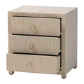 bali & pari Quinn Woven Grasscloth 3 Drawer Nightstand Natural/Gold