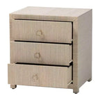 bali & pari Quinn Woven Grasscloth 3 Drawer Nightstand Natural/Gold