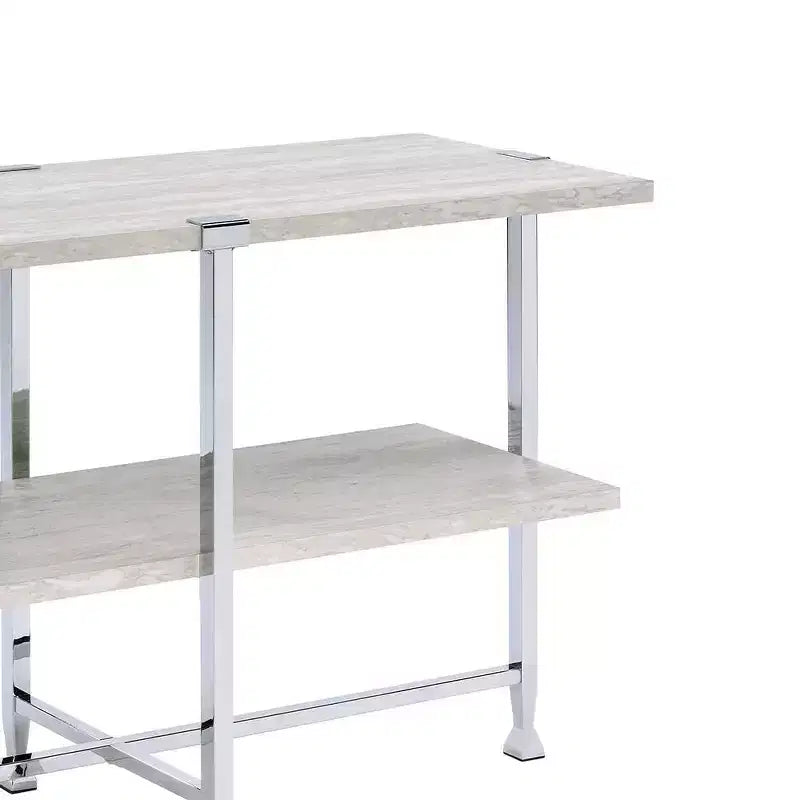 Table console Brecon chêne blanc/finition chrome, Acme Furniture
