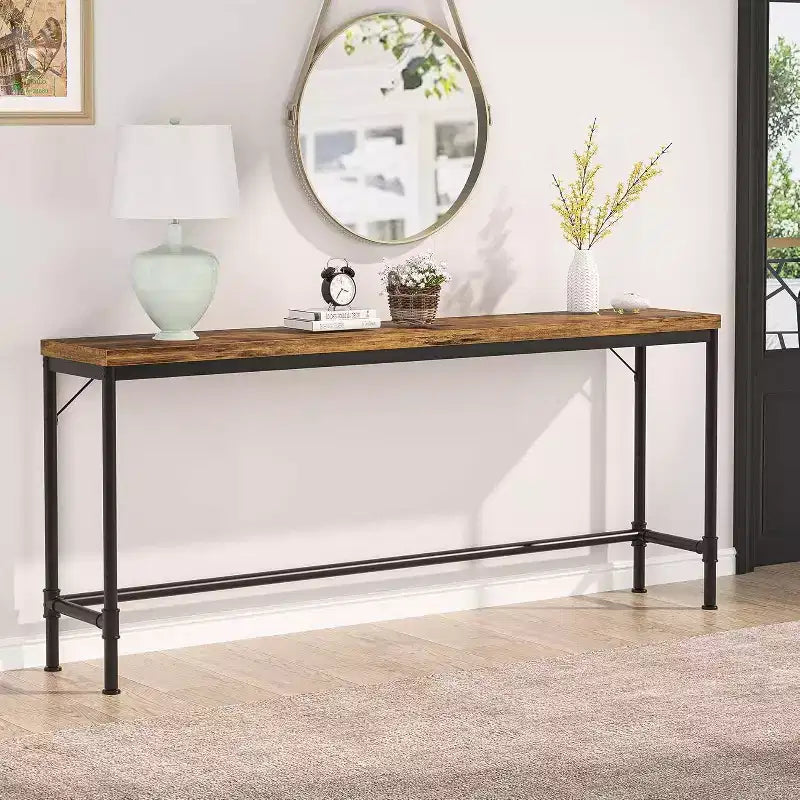 LITTLE TREE Table console étroite longue de 180 cm, marron