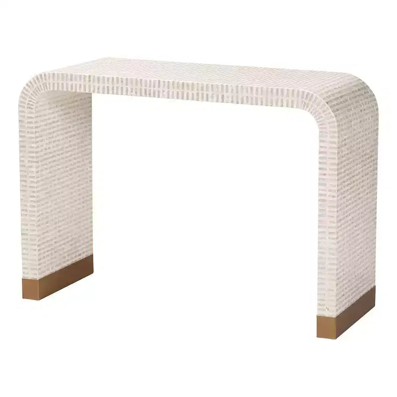 Table console en coquille capiz nacre beige/blanc/or bali & pari Carlyn
