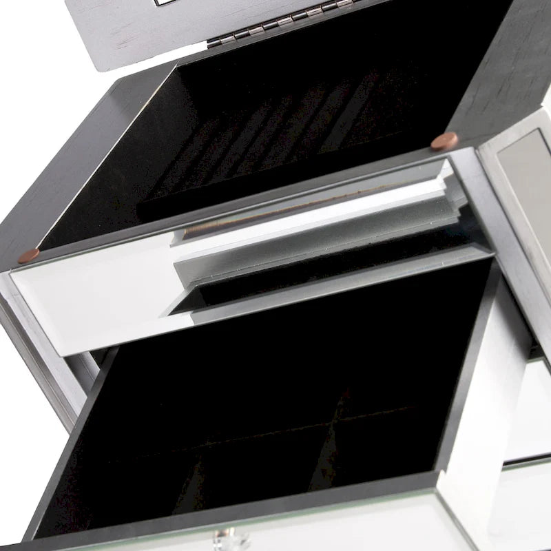 Miroir-armoire à bijoux argenté avec tiroirs et crochets pour colliers – 1 personne