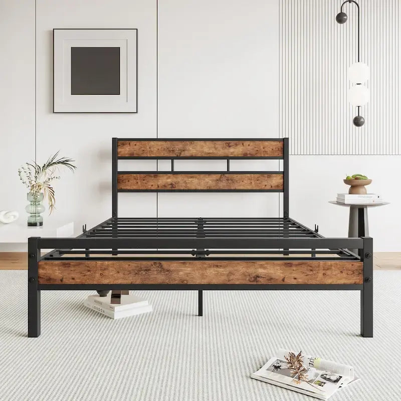 Tête de lit rustique en bois noir pour lit plateforme, 1 personne