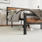 Tête de lit rustique en bois noir pour lit plateforme, 1 personne