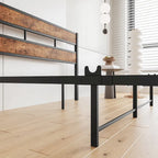 Tête de lit rustique en bois noir pour lit plateforme, 1 personne