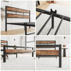Tête de lit rustique en bois noir pour lit plateforme, 1 personne