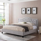 Cadre de lit king-size traditionnel gris clair/gris foncé – 2 personnes