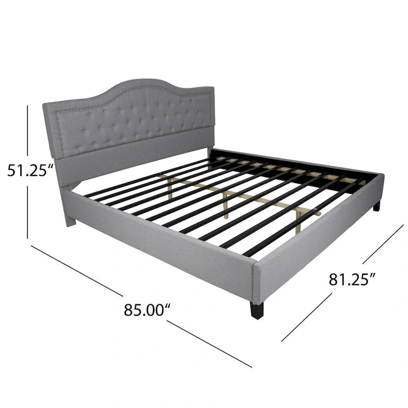 Cadre de lit king-size traditionnel gris clair/gris foncé – 2 personnes