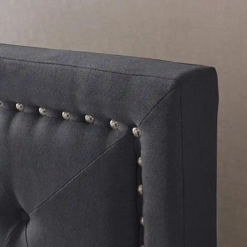 Cadre de lit king-size traditionnel gris clair/gris foncé – 2 personnes
