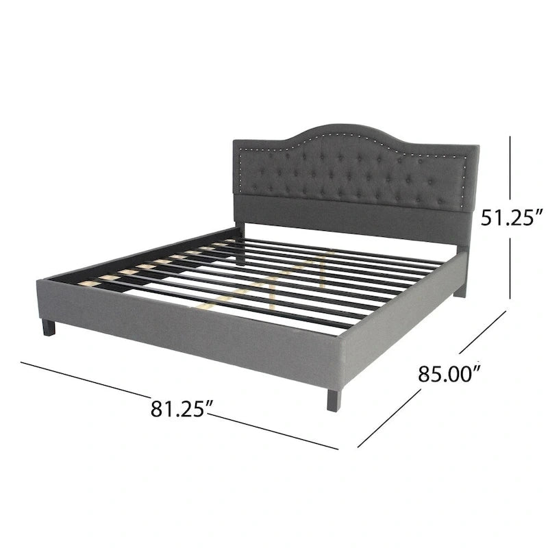 Cadre de lit king-size traditionnel gris clair/gris foncé – 2 personnes