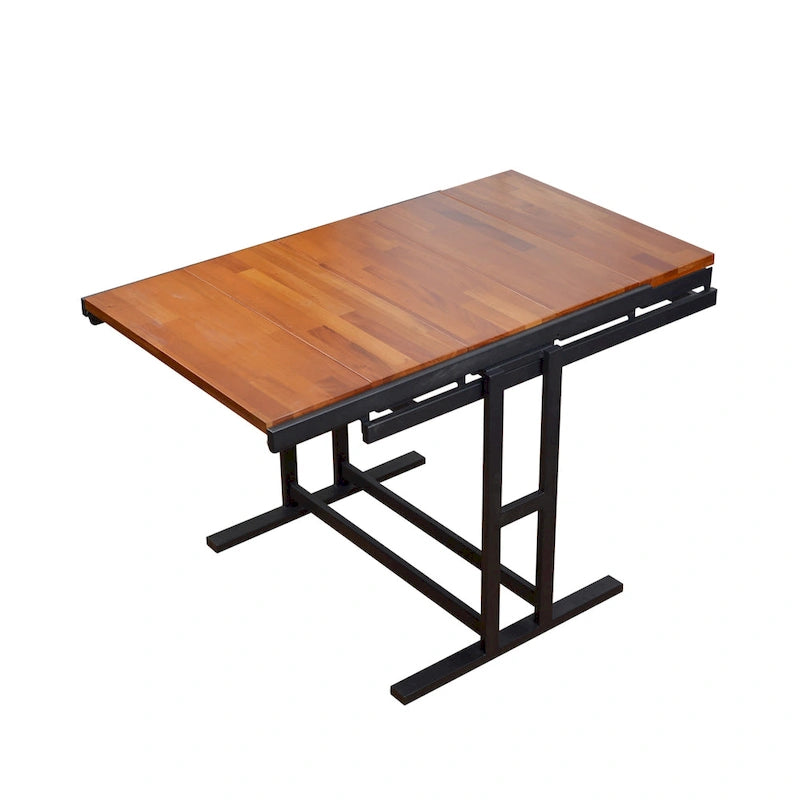 Table à manger convertible multifonctionnelle en bois d'acajou massif, étagère de table peu encombrante à commutation libre pour la maison et le studio
