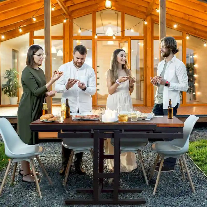 Table à manger convertible multifonctionnelle en bois d'acajou massif, étagère de table peu encombrante à commutation libre pour la maison et le studio