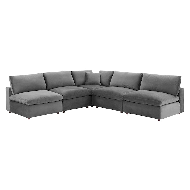 Canapé d'angle 5 places en velours – Plusieurs coloris disponibles