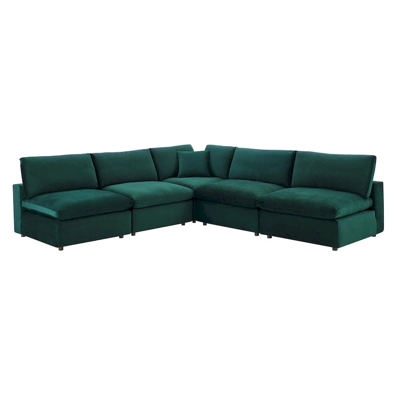 Canapé d'angle 5 places en velours – Plusieurs coloris disponibles