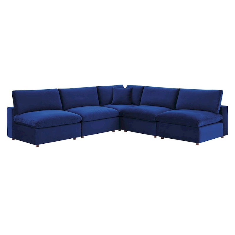 Canapé d'angle 5 places en velours – Plusieurs coloris disponibles