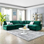 Canapé d'angle 5 places en velours – Plusieurs coloris disponibles