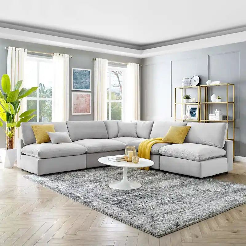 Canapé d'angle 5 places en velours – Plusieurs coloris disponibles