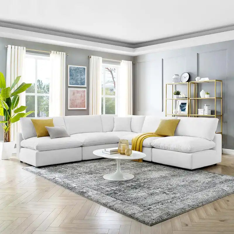 Canapé d'angle 5 places en velours – Plusieurs coloris disponibles