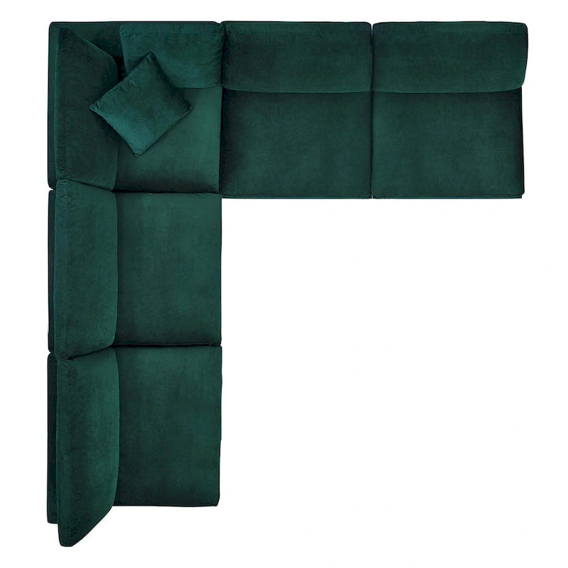 Canapé d'angle 5 places en velours – Plusieurs coloris disponibles