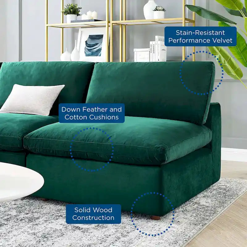 Canapé d'angle 5 places en velours – Plusieurs coloris disponibles