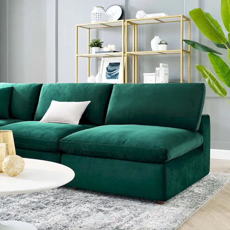 Canapé d'angle 5 places en velours – Plusieurs coloris disponibles