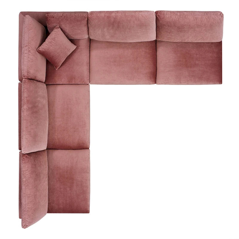 Canapé d'angle 5 places en velours – Plusieurs coloris disponibles