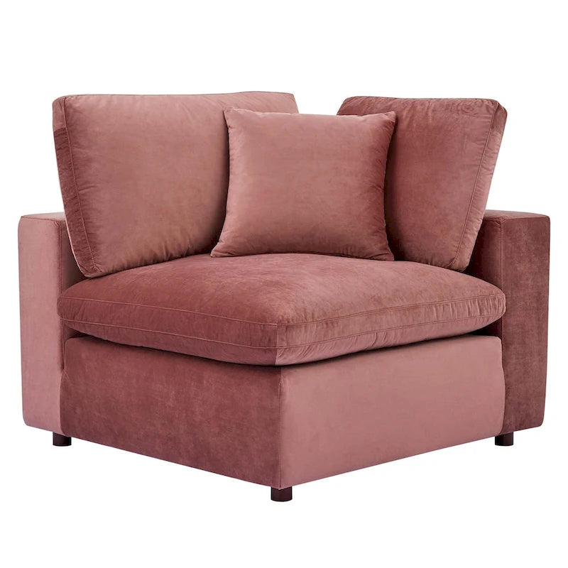 Canapé d'angle 5 places en velours – Plusieurs coloris disponibles