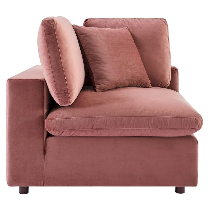 Canapé d'angle 5 places en velours – Plusieurs coloris disponibles