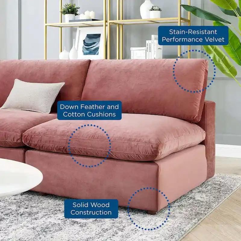 Canapé d'angle 5 places en velours – Plusieurs coloris disponibles