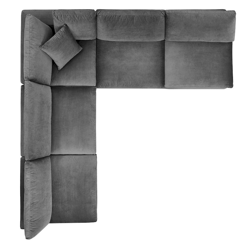 Canapé d'angle 5 places en velours – Plusieurs coloris disponibles