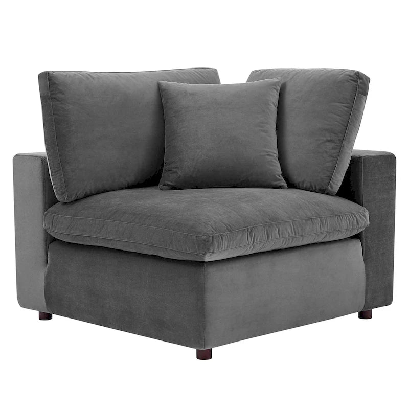 Canapé d'angle 5 places en velours – Plusieurs coloris disponibles