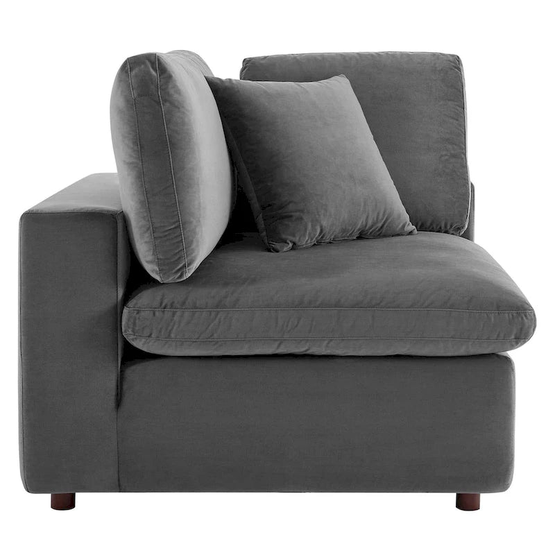 Canapé d'angle 5 places en velours – Plusieurs coloris disponibles