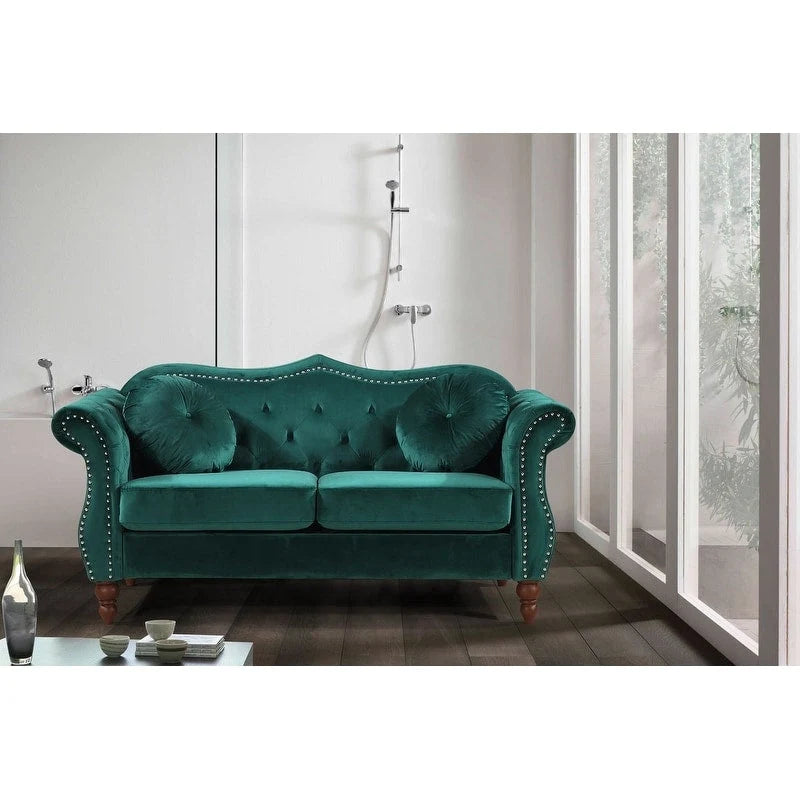 Causeuse Chesterfield cloutée classique