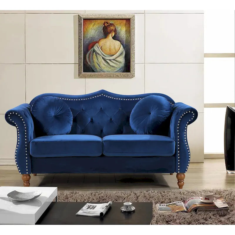 Causeuse Chesterfield cloutée classique