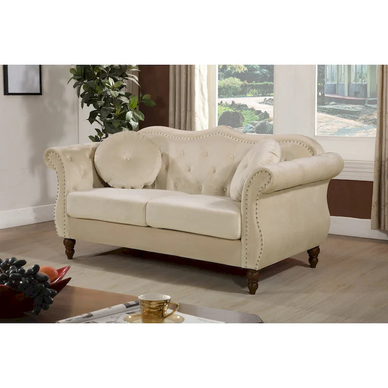 Causeuse Chesterfield cloutée classique