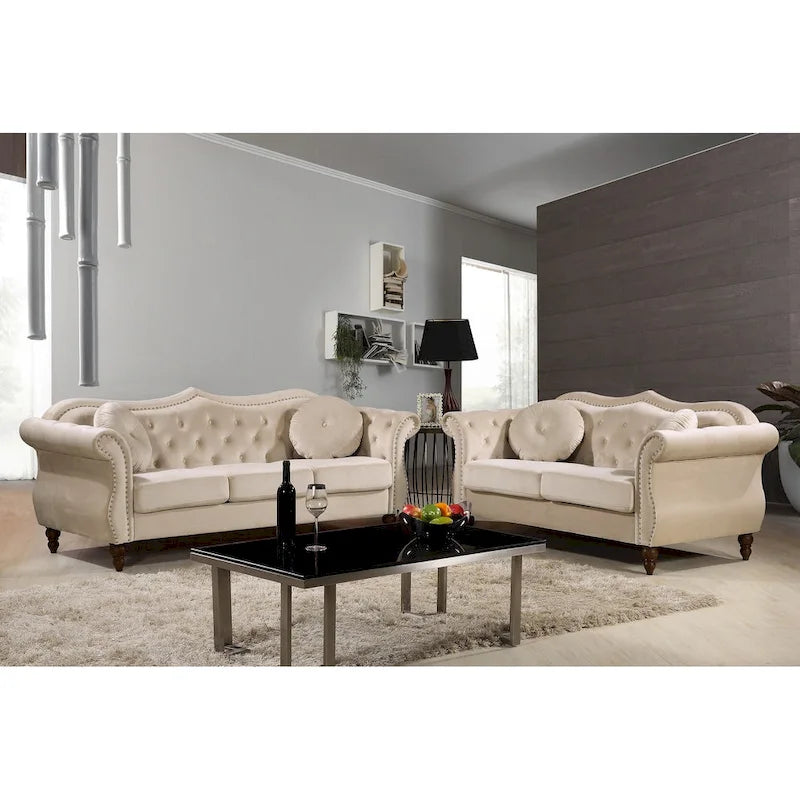 Causeuse Chesterfield cloutée classique