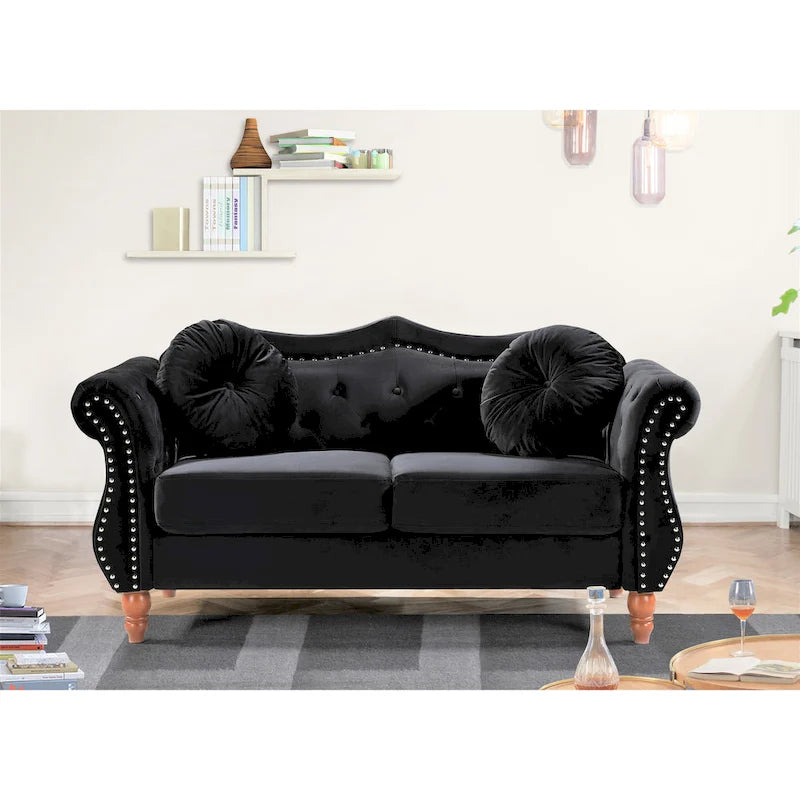 Causeuse Chesterfield cloutée classique