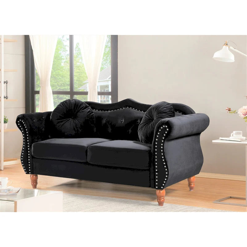 Causeuse Chesterfield cloutée classique