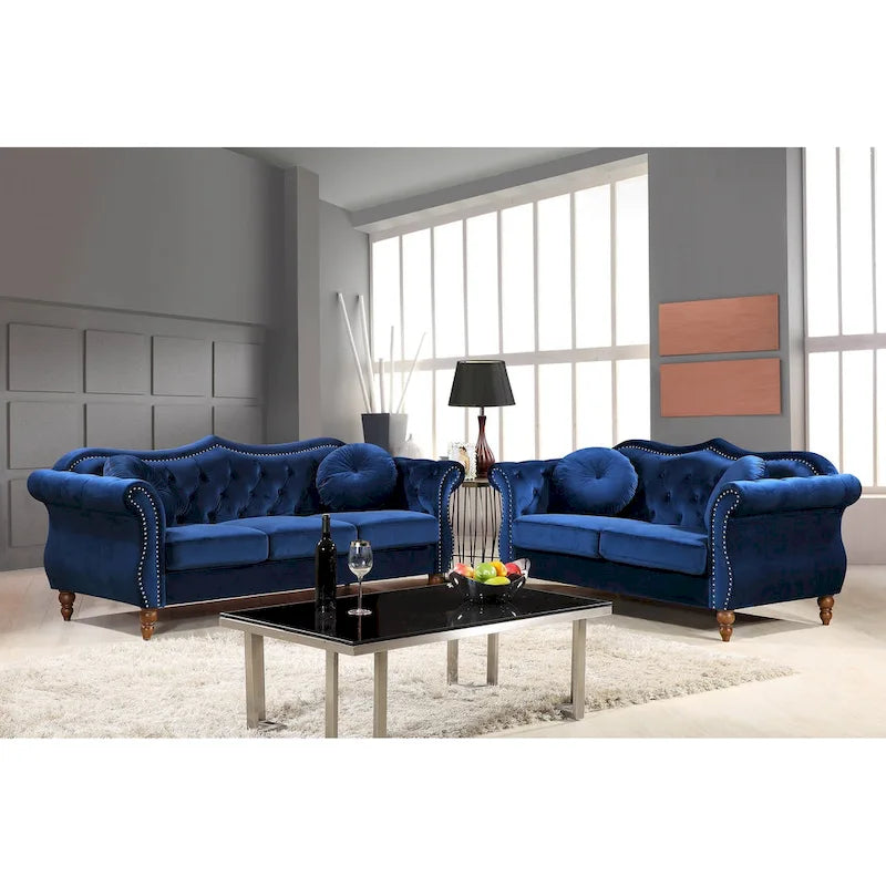 Causeuse Chesterfield cloutée classique