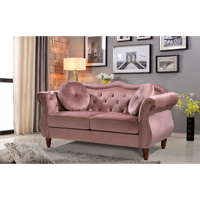 Causeuse Chesterfield cloutée classique