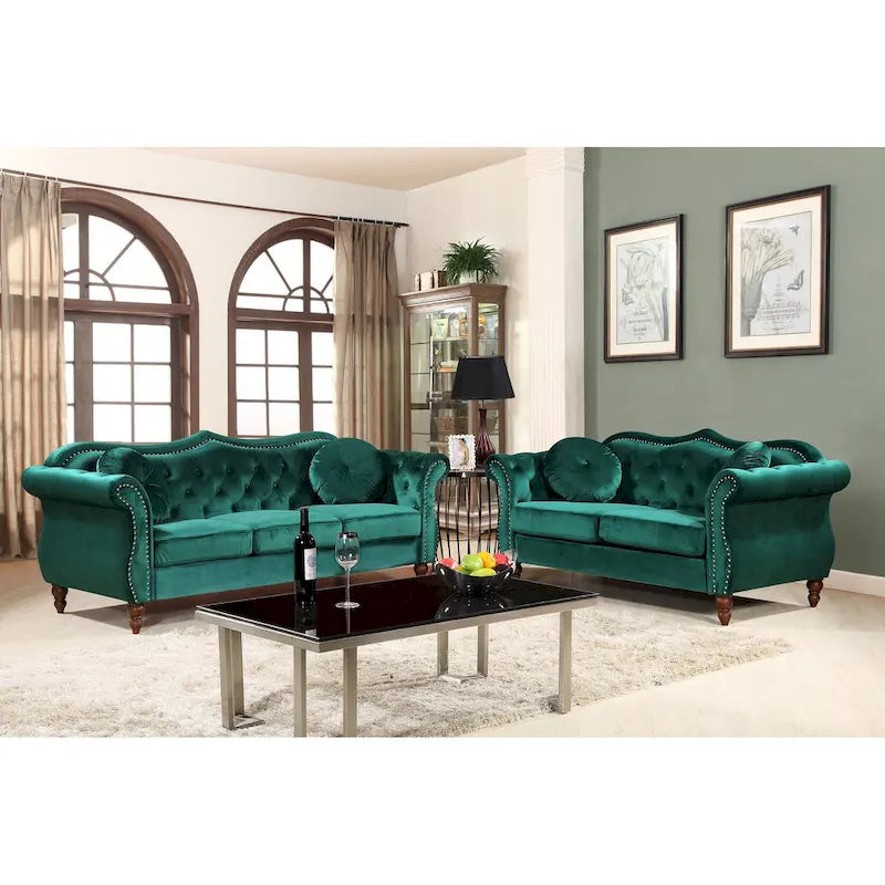 Causeuse Chesterfield cloutée classique