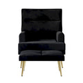 Fauteuil d'appoint en velours CraftPorch avec ottoman et pieds dorés modernes