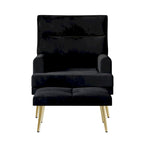 Fauteuil d'appoint en velours CraftPorch avec ottoman et pieds dorés modernes