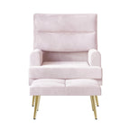 Fauteuil d'appoint en velours CraftPorch avec ottoman et pieds dorés modernes