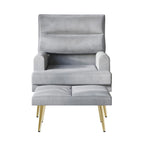 Fauteuil d'appoint en velours CraftPorch avec ottoman et pieds dorés modernes