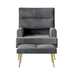 Fauteuil d'appoint en velours CraftPorch avec ottoman et pieds dorés modernes