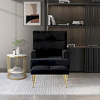 Fauteuil d'appoint en velours CraftPorch avec ottoman et pieds dorés modernes