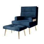 Fauteuil d'appoint en velours CraftPorch avec ottoman et pieds dorés modernes